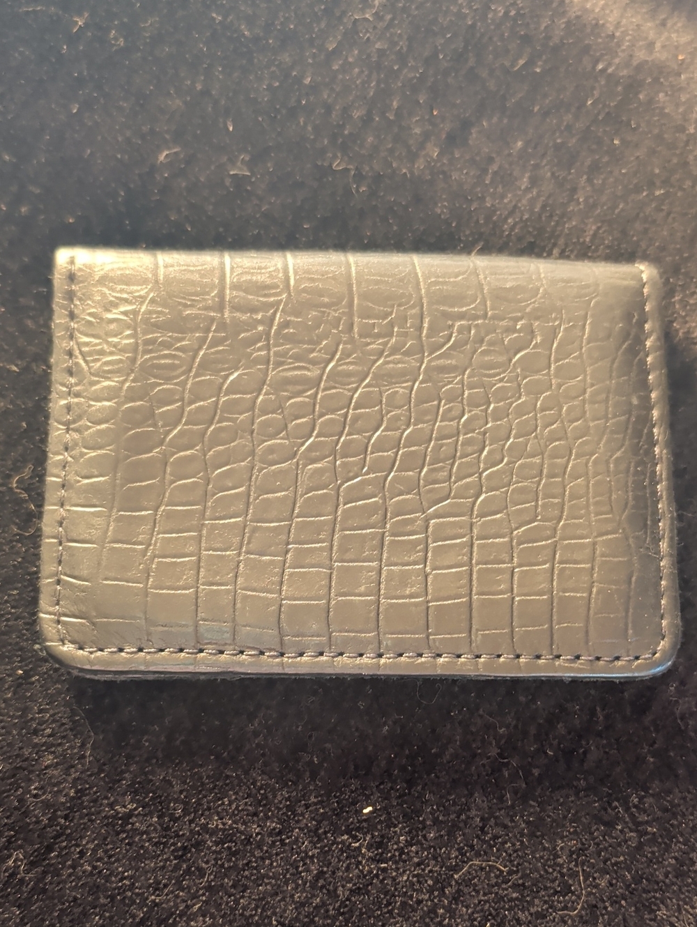 Croc-Embossed Card Wallet in Deep Green